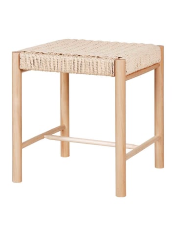 House Nordic Hocker ABANO Holz mit geflochtener Sitzfläche