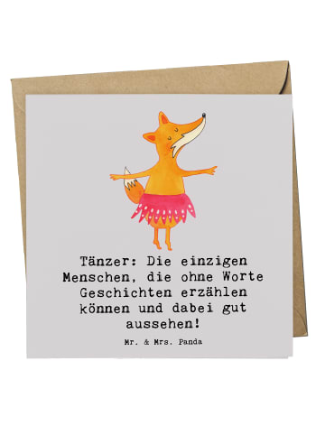 Mr. & Mrs. Panda Grußkarte Tanzen Geschichten mit Spruch in Grau Pastell