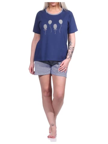 NORMANN Shorty kurze Pyjama Luftballon und print - 74324 in marine