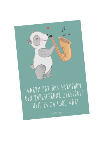 Mr. & Mrs. Panda Postkarte Saxophon Kühlschrank mit Spruch in Meeresbrise