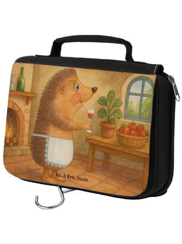 Mr. & Mrs. Panda Kulturbeutel Igel Wein Design ohne Spruch in Weiß