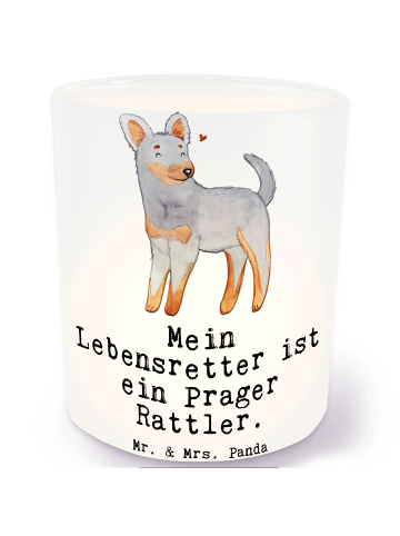 Mr. & Mrs. Panda Kerzenglas Prager Rattler Lebensretter mit Spruch in Transparent