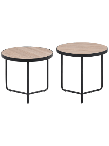Beliani 2er-Set Couchtisch MELODY in Heller Holzfarbton/Schwarz