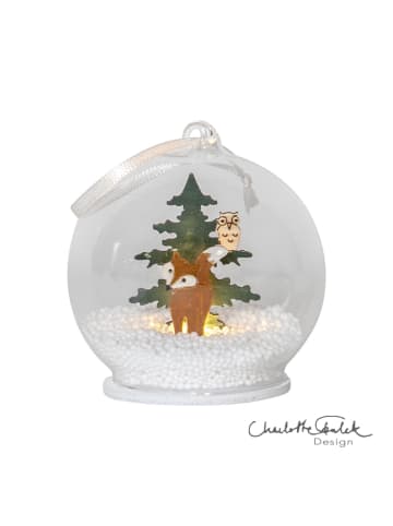STAR Trading LED Glaskugel ,Forest Friends',  mit Aufhängung, Tiermotive aus Holz,
