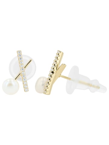 Adeliás Damen Ohrringe – Ohrstecker aus 925 Silber mit Süßwasserperle in silber