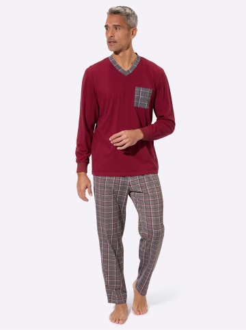 Sieh an! Schlafanzug in dunkelrot-anthrazit