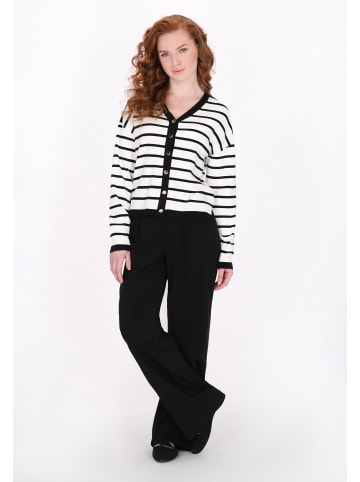 DreiMaster Women Cardigan in black white stripe