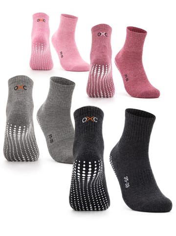 Occulto 4er Pack Stoppersocken Madeleine in Schwarz/Grau/Pink/Rot