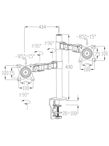 MCW Monitorhalter D38, Zweiarmig