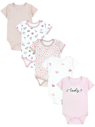 TupTam Mädchen Baby Body Kurzarm 5er Pack in beige/rosa