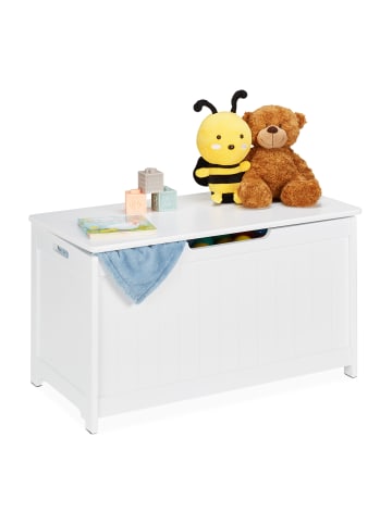 relaxdays Aufbewahrungstruhe in Weiß - (B)80 x (H)45 x (T)40 cm