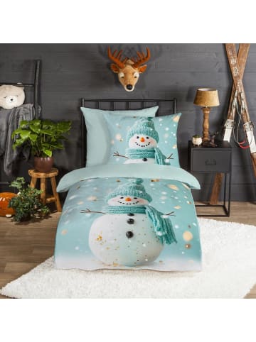Traumschlaf Bettwäsche Schneemann in aqua