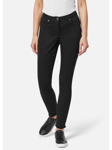 MADELEINE Mid Waist Skinny-Hose mit Fransen in schwarz