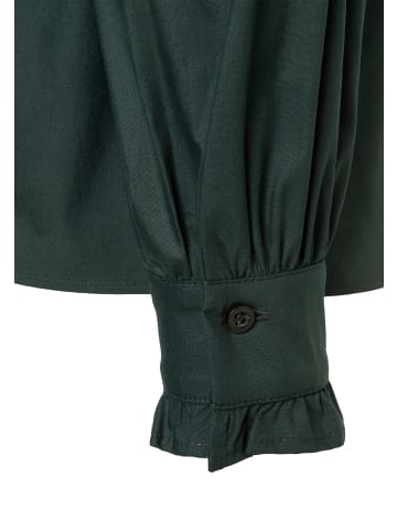 More & More elegante, feminine Bluse, Rüschenkragen in dark green