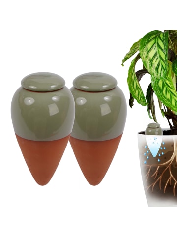 relaxdays 2 x Tonkegel in Terrakotta/ Salbei - 350 ml