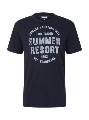 Tom Tailor Shirt 'Washed Printed Stripe' in dunkelblau