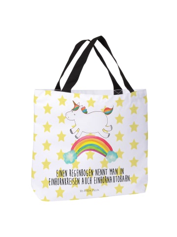 Mr. & Mrs. Panda Henkeltasche Einhorn Regenbogen mit Spruch in Weiß