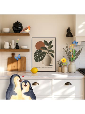 Mr. & Mrs. Panda Plakat Pflanze minimalistisch Design mit Spruch in Weiß