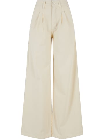 Urban Classics Urban Classics Damen Ladies Organic Pleated Cotton Pants in whitesand
