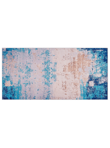 Beliani Kurzflor INEGOL in Blau/Beige - (W) 80 x (H) 0.5 x (L) 150 cm