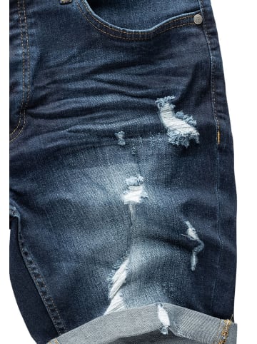 Humy Stretch Bermuda Jeans Shorts Destroyed Design A&S in Dunkelblau