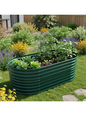 relaxdays Hochbeet in Grün - (B)200 x (H)60 x (T)100 cm