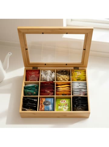 relaxdays Teebox in Natur - (B)28 x (H)9 x (T)23 cm