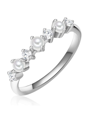 Glanzstücke München Ring Sterling Silber Zirkonia Süßwasser-Zuchtperle in silber