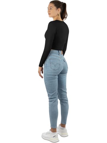 Janice 2 x Damen crop Langarmshirt hochgeschlossen Noia in Schwarz/Weiß