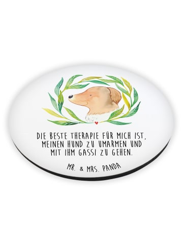 Mr. & Mrs. Panda Rund Magnet Hund Blumen mit Spruch in Weiß