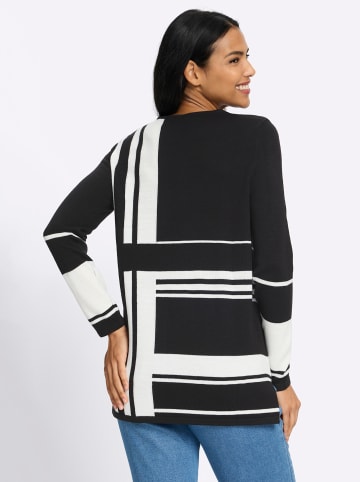 Sieh an! Longpullover in schwarz-weiß-gemustert