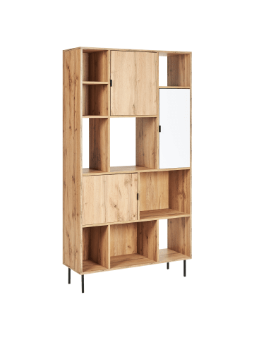 Beliani Bücherregal AMOS in Braun/Weiß - (W) 100 x (H) 185 x (L) 35 cm