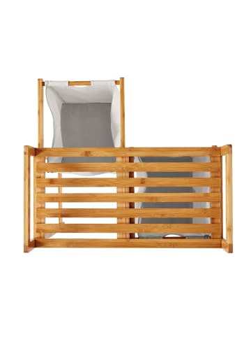 Lumaland Wäschekorb Bambus 73x64x33cm weiß 2 Wäschesäcke ausziehbar Weiß
