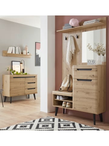 Furn.Design Garderoben-Set Eiche Artisan, schwarz 232 cm, Komplettset skandinavisch