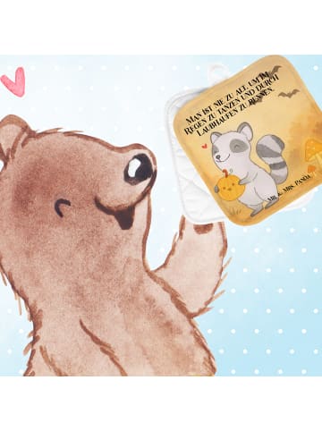 Mr. & Mrs. Panda Topfuntersetzer Waschbär Kürbis Design mit Spruch in Weiß