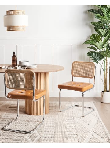 Beliani 2er-Set Esszimmerstuhl ETHETE in Braun/Silber/Braun