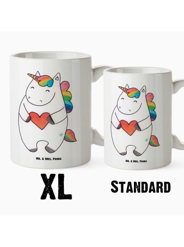 Mr. & Mrs. Panda XL Tasse Einhorn Herz ohne Spruch in Weiß