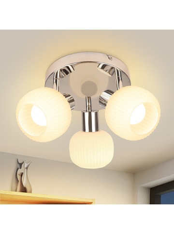 ZMH Deckenleuchte in Weiß 3-flammige E14 rund Glas Morden schwenkbar Deckenspots