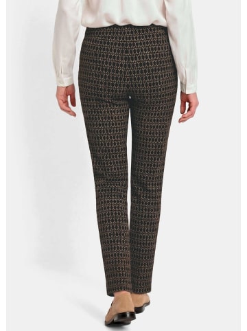 GOLDNER Jerseyhose CARLA mit Minimal Print in schwarz / beige / gemustert