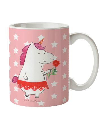 Mr. & Mrs. Panda Kunststoffbecher Einhorn Dame ohne Spruch in Rot Pastell