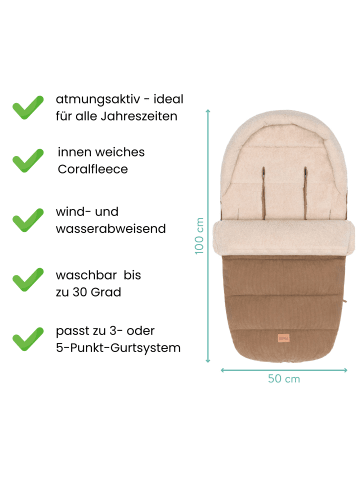 fillikid Winterfußsack Atlas Cord Exklusiv in Taupe