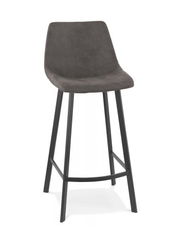 KADIMA DESIGN Mittelhoher Snackhocker aus Metall und Mikrofaser | Dunkelgrau in Anthrazit