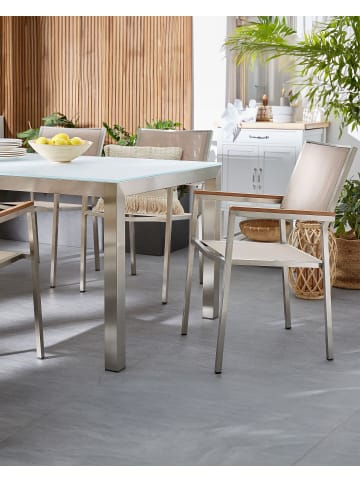 Beliani 6er-Set Gartenstuhl GROSSETO in Beige/Silber/Braun
