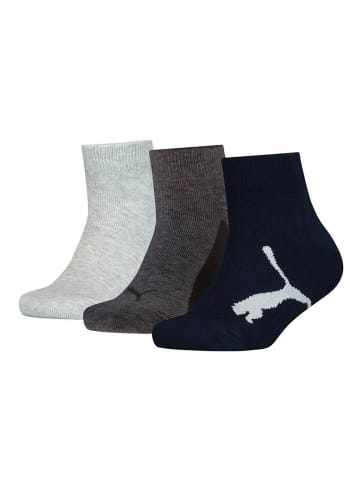 Puma Socken 3er Pack in Grau/Dunkelblau