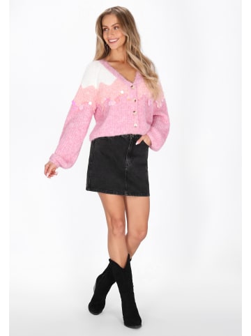 IZIA Women Cardigan in offwhite pink