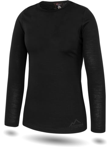 Normani Outdoor Sports Damen Merino Langarm-Shirt Mandurah in Schwarz