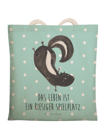 Mr. & Mrs. Panda Tote Bag Stinktier Handstand mit Spruch in Türkis Pastell