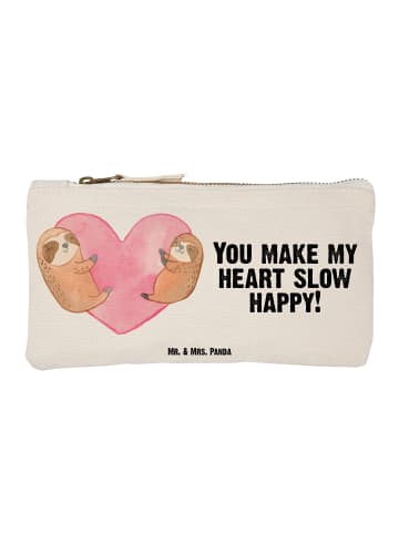 Mr. & Mrs. Panda Schminktasche Faultiere Herz mit Spruch in Weiß