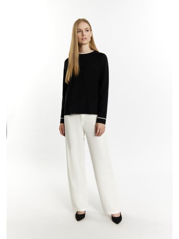 DreiMaster Damen Strickpullover in Schwarz Wollweiss