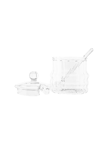Almina Glasdose mit Löffel, 200 ml - Behälter für Zucker, Gewürze & in Transparent